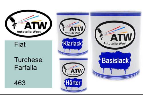 Fiat, Turchese Farfalla, 463: 1L Lackdose + 1L Klarlack + 500ml Härter - Set, von ATW Autoteile West.